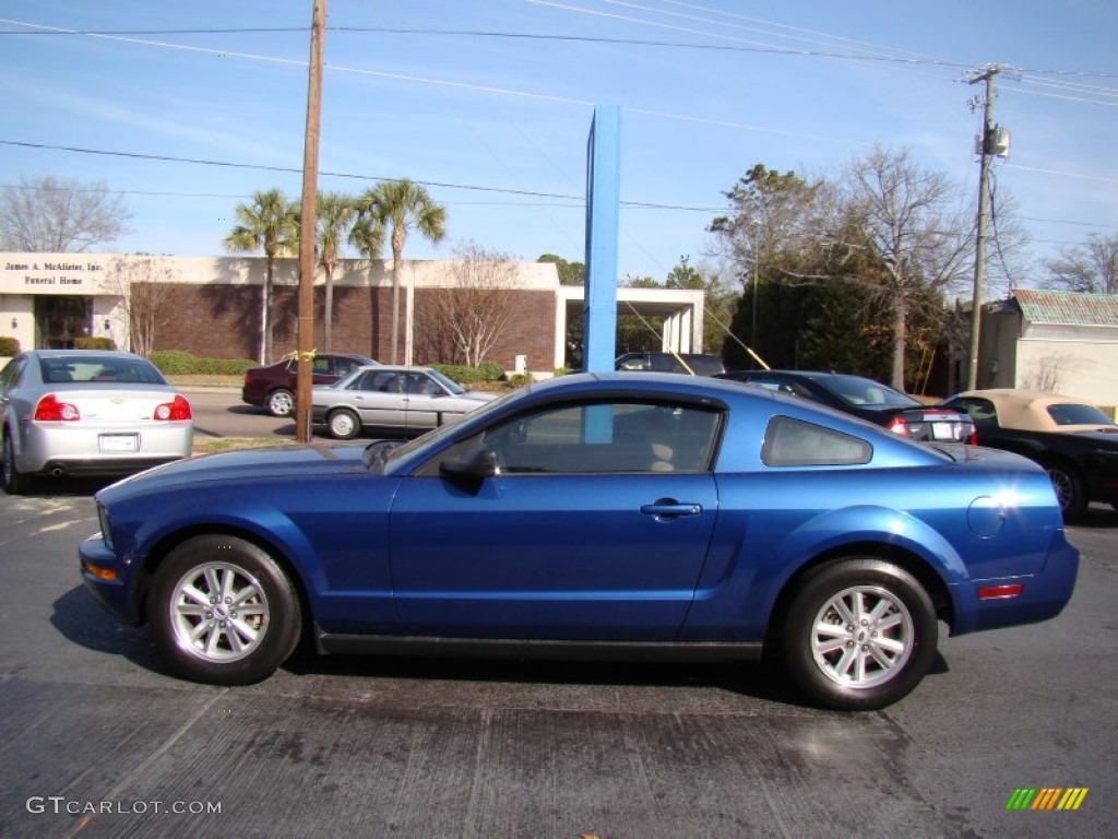 2007 Mustang V6 Deluxe Coupe - Vista Blue Metallic / Medium Parchment photo #5