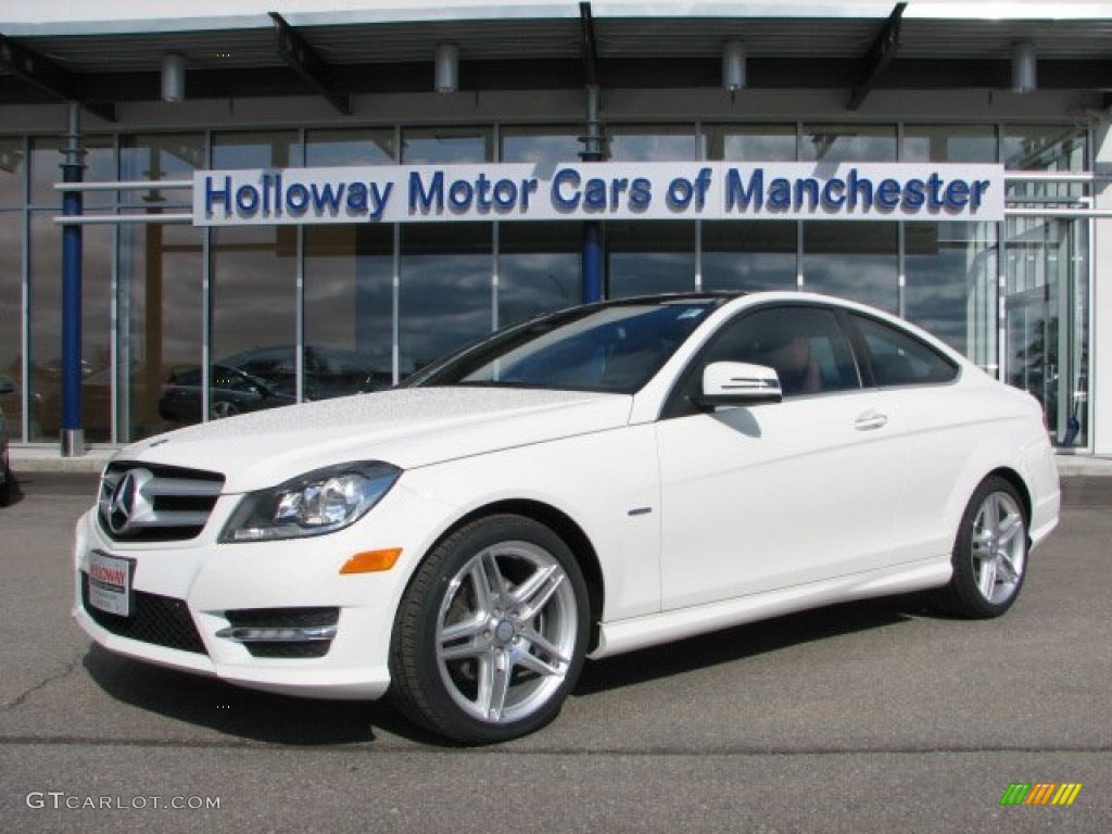 2012 C 250 Coupe - Arctic White / Red photo #1
