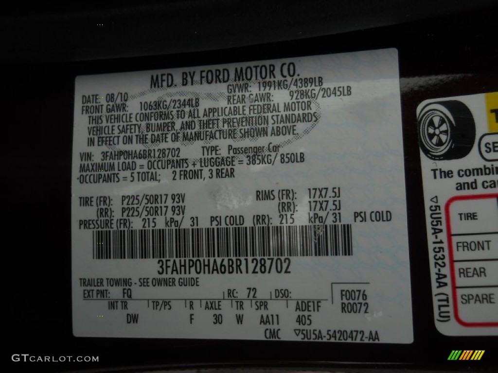 2011 Fusion Color Code FQ for Bordeaux Reserve Metallic Photo #62181033