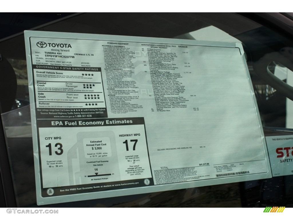 2012 Toyota Tundra TRD Rock Warrior CrewMax 4x4 Window Sticker Photo #62181054
