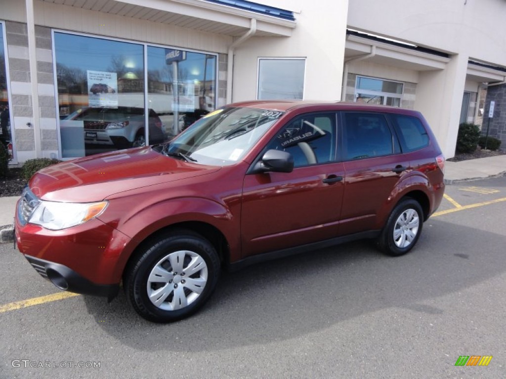 2009 Forester 2.5 X - Camellia Red Pearl / Platinum photo #2