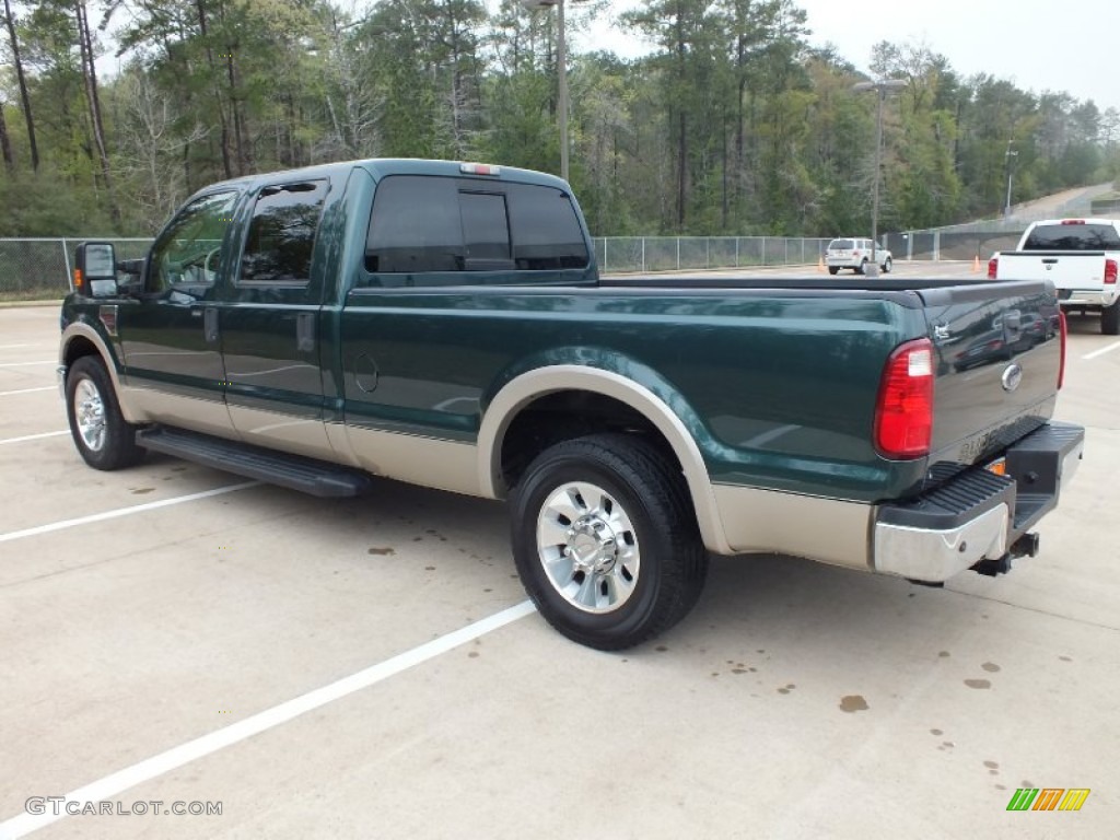 2008 F250 Super Duty Lariat Crew Cab - Forest Green Metallic / Camel photo #7