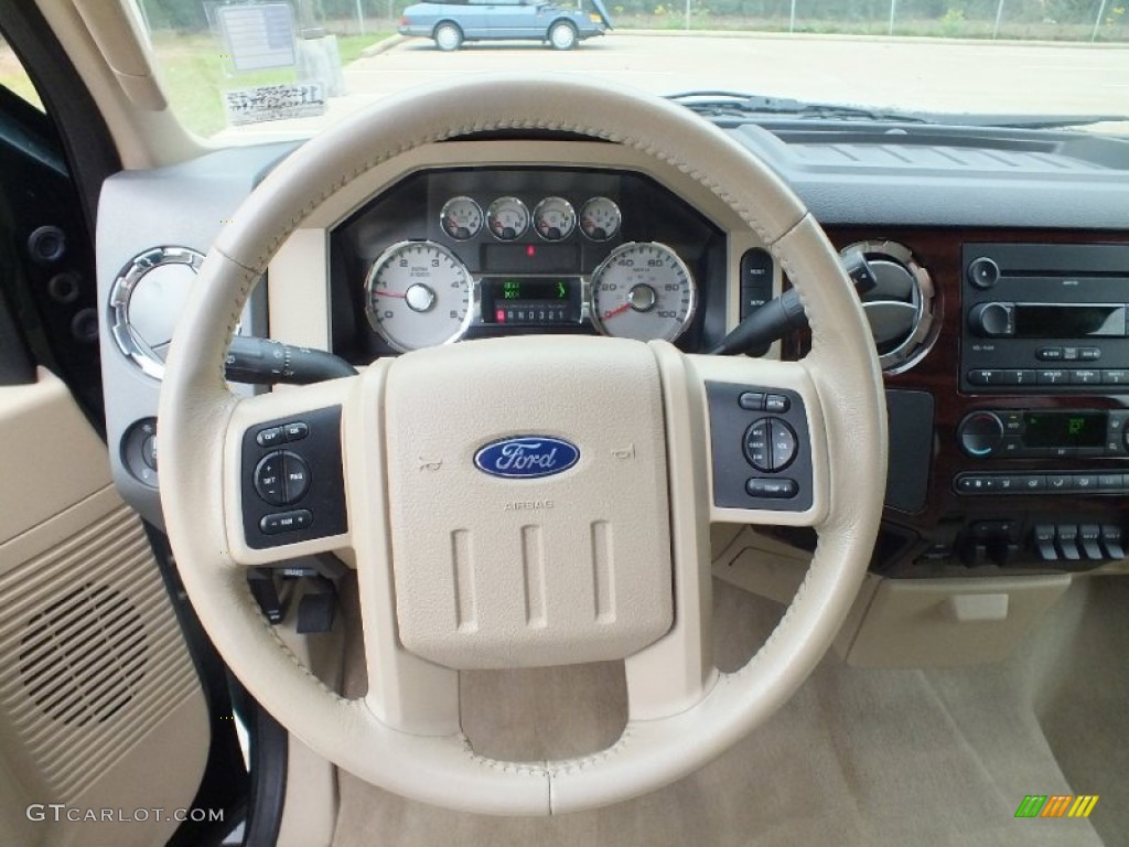 2008 Ford F250 Super Duty Lariat Crew Cab Camel Steering Wheel Photo #62195459