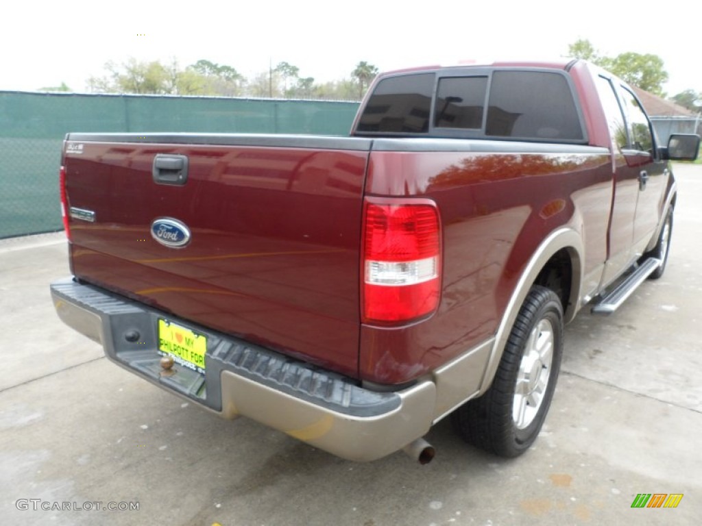 2004 F150 Lariat SuperCab - Dark Toreador Red Metallic / Tan photo #3