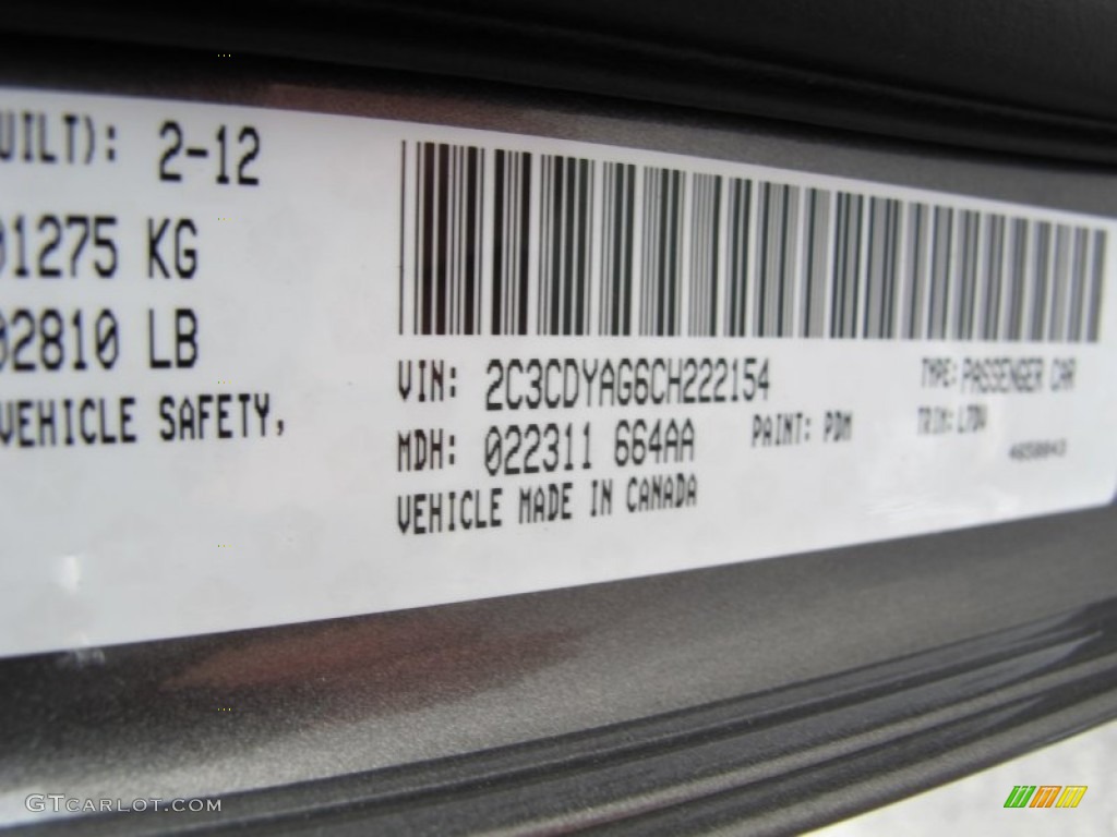 2012 Challenger Color Code PDM for Tungsten Metallic Photo #62205857