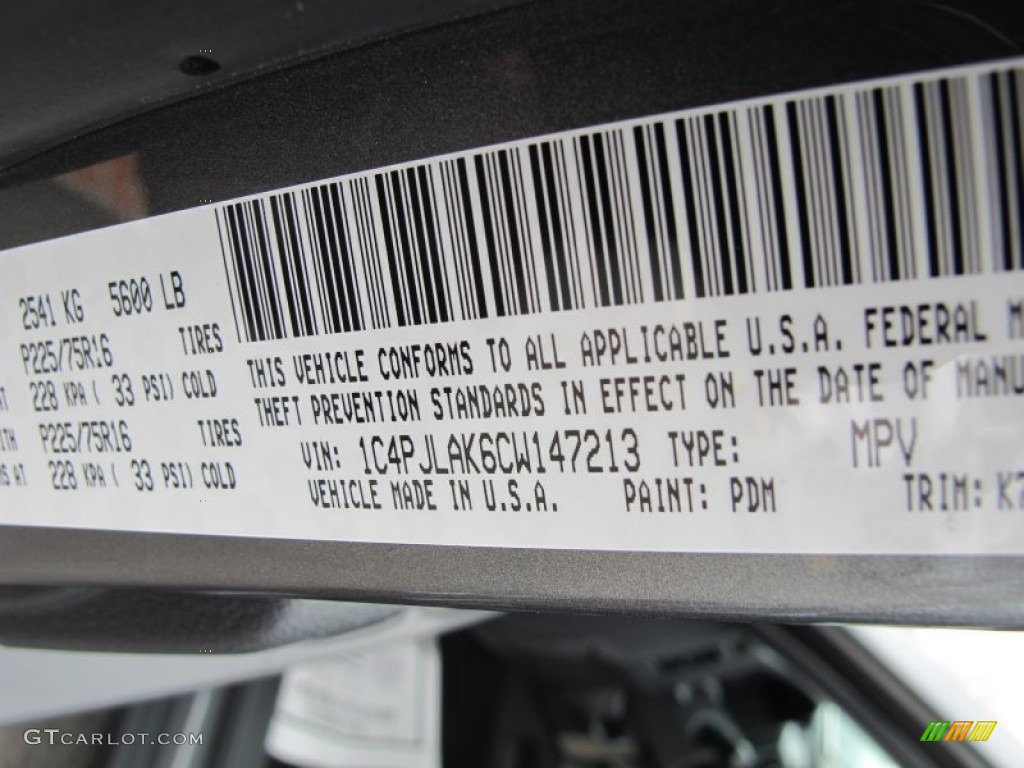 2012 Liberty Color Code PDM for Mineral Gray Metallic Photo #62207610