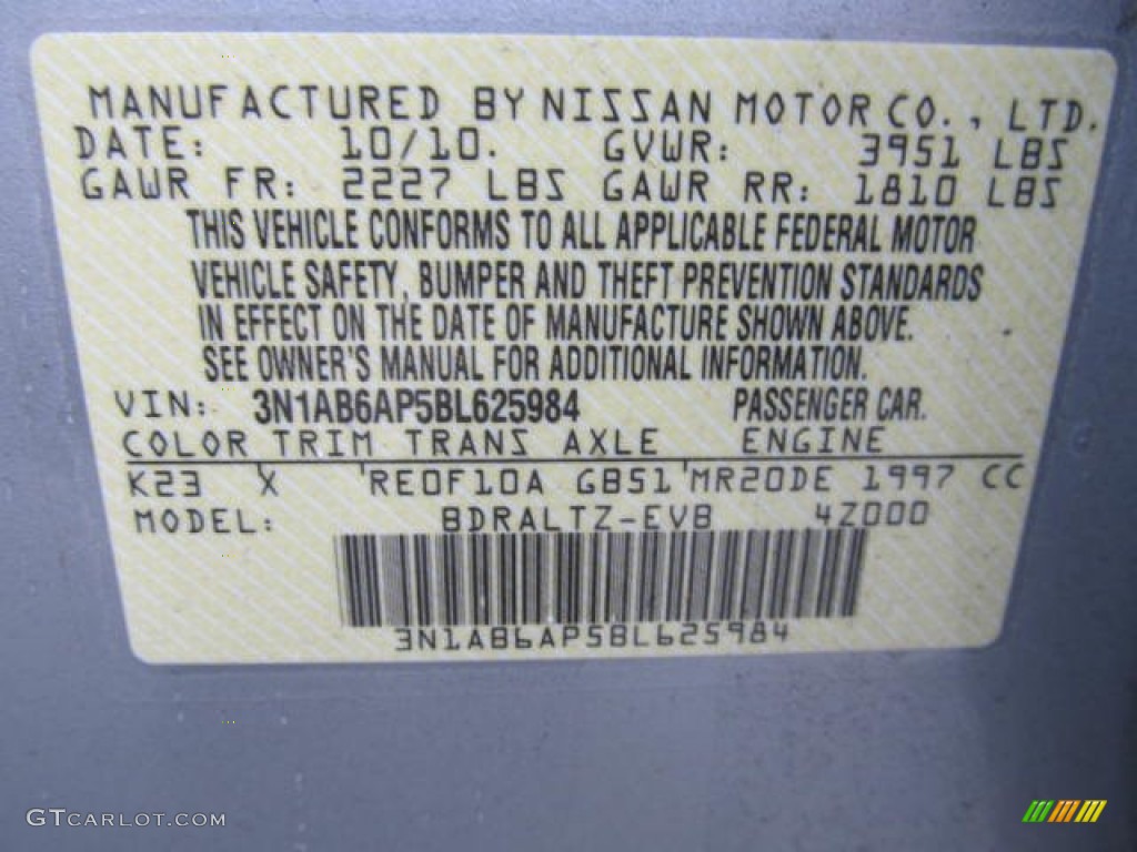 2011 Sentra Color Code K23 for Brilliant Silver Metallic Photo #62211925