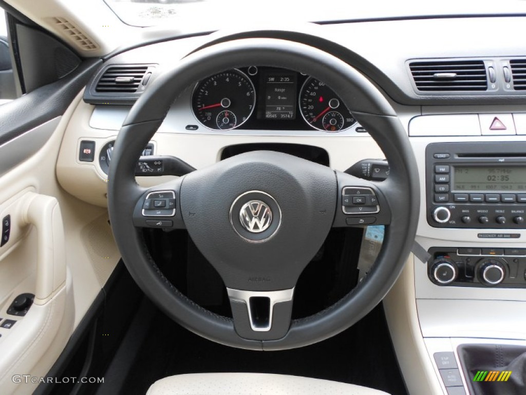 2009 Volkswagen CC Sport Cornsilk Beige Two-Tone Steering Wheel Photo #62213579