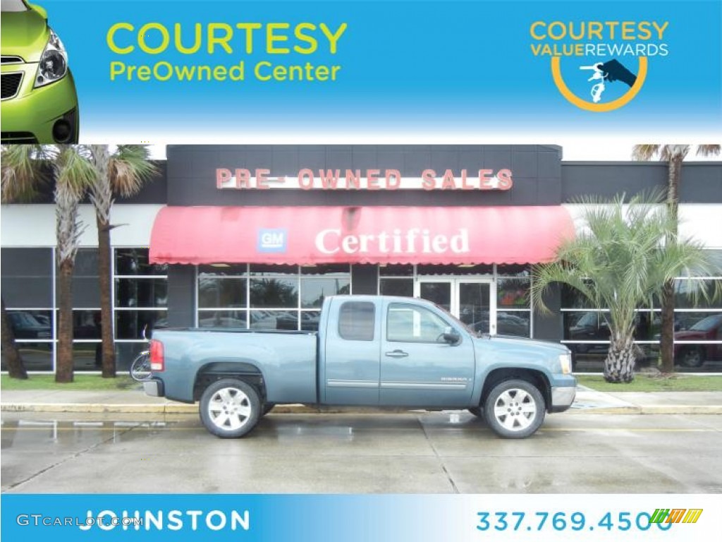 2008 Sierra 1500 SLE Extended Cab - Stealth Gray Metallic / Ebony photo #1