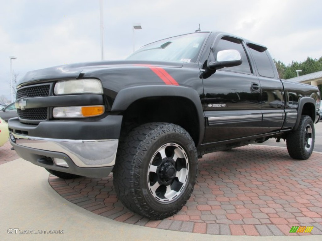 2002 Silverado 2500 LT Extended Cab 4x4 - Onyx Black / Tan photo #1