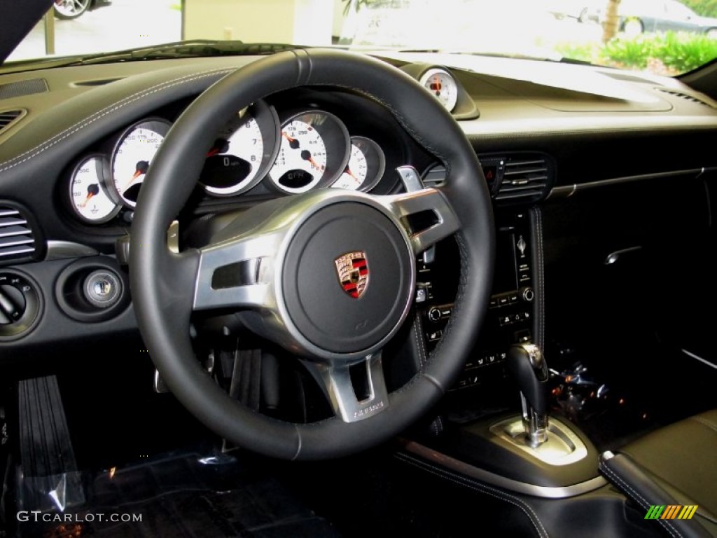 2012 Porsche 911 Turbo S Coupe Black Steering Wheel Photo #62217437
