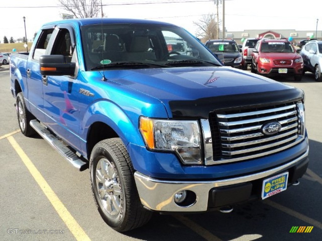 2010 F150 XLT SuperCrew 4x4 - Blue Flame Metallic / Medium Stone photo #8