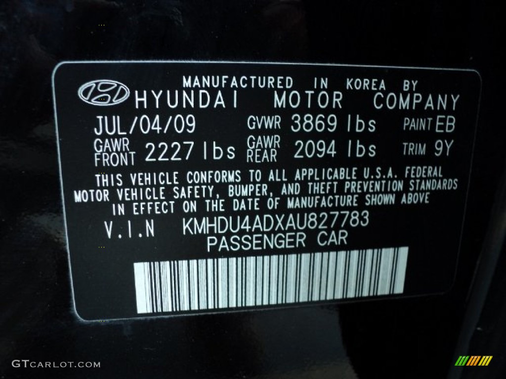 2010 Elantra Color Code EB for Ebony Black Photo #62224410
