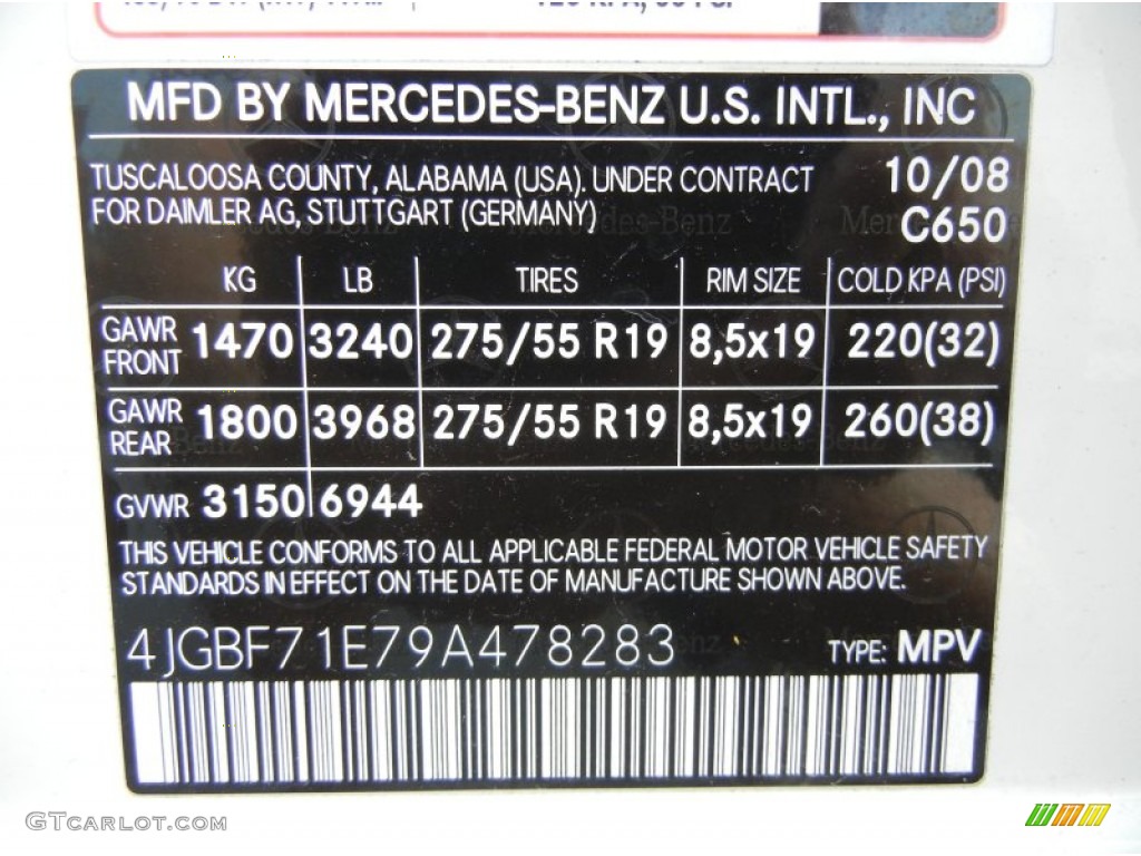 2009 GL Color Code 650 for Arctic White Photo #62224609