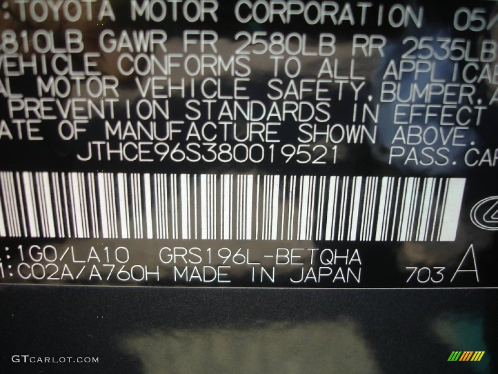 2008 GS Color Code 1G0 for Smoky Granite Mica Photo #62224767