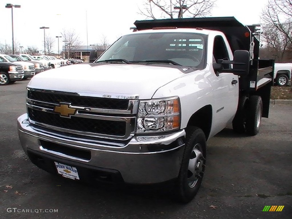 2012 Silverado 3500HD WT Regular Cab 4x4 Dump Truck - Summit White / Dark Titanium photo #1