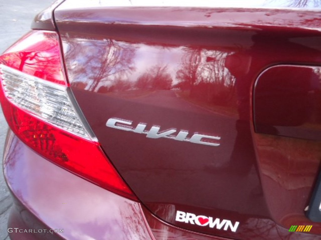 2012 Civic LX Sedan - Crimson Pearl / Beige photo #12