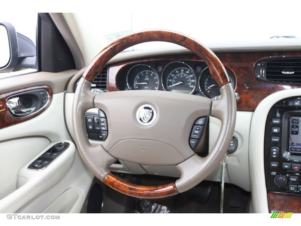 2008 Jaguar XJ Vanden Plas Ivory/Mocha Steering Wheel Photo #62239132