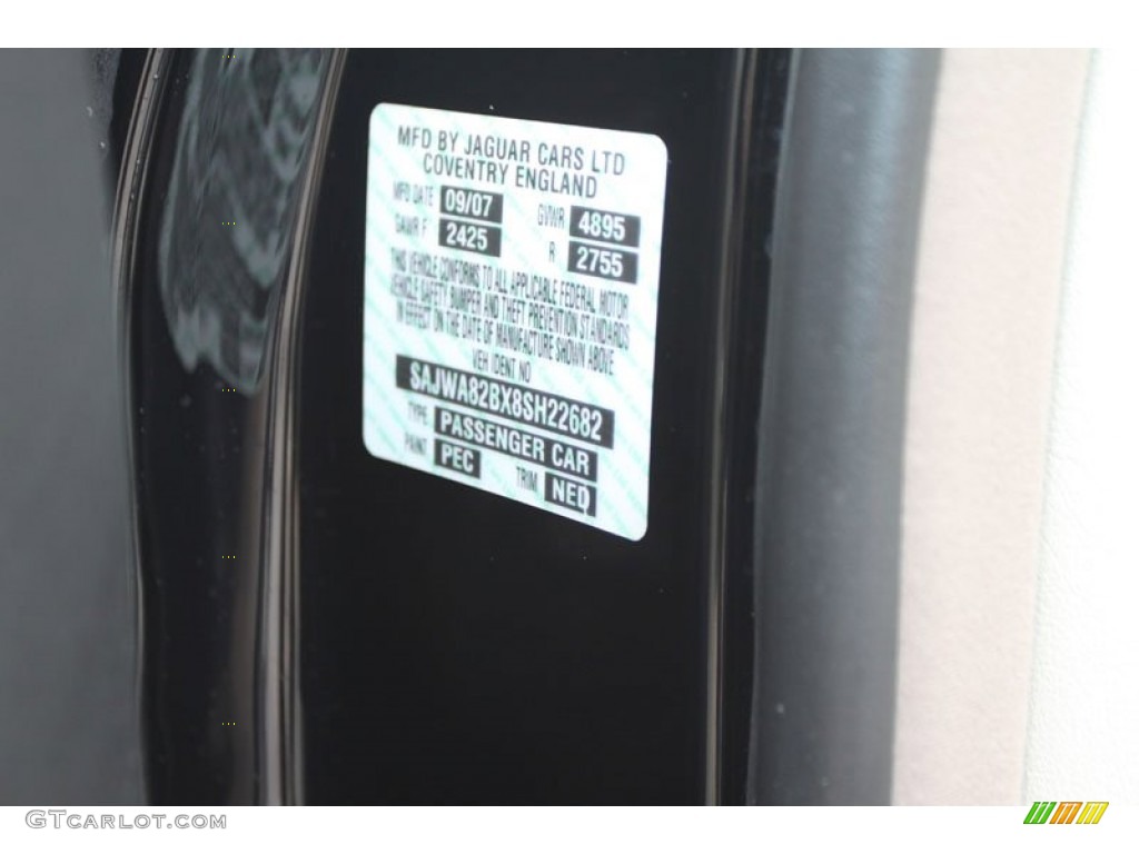 2008 XJ Color Code PEC for Ebony Black Photo #62239345