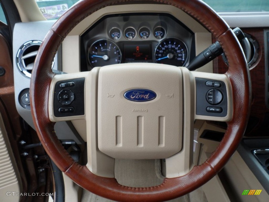 2011 Ford F250 Super Duty King Ranch Crew Cab 4x4 Chaparral Leather Steering Wheel Photo #62240272