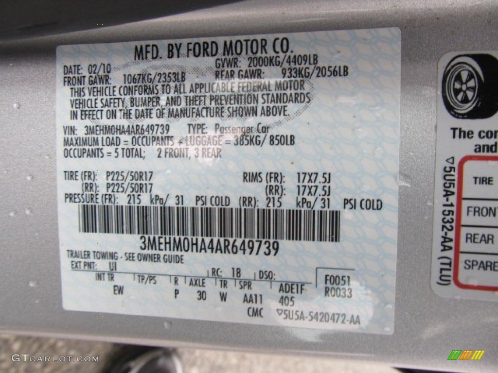 2010 Milan Color Code UI for Brilliant Silver Metallic Photo #62252002
