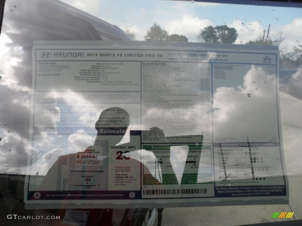 2012 Santa Fe Limited V6 - Twilight Black / Beige photo #32