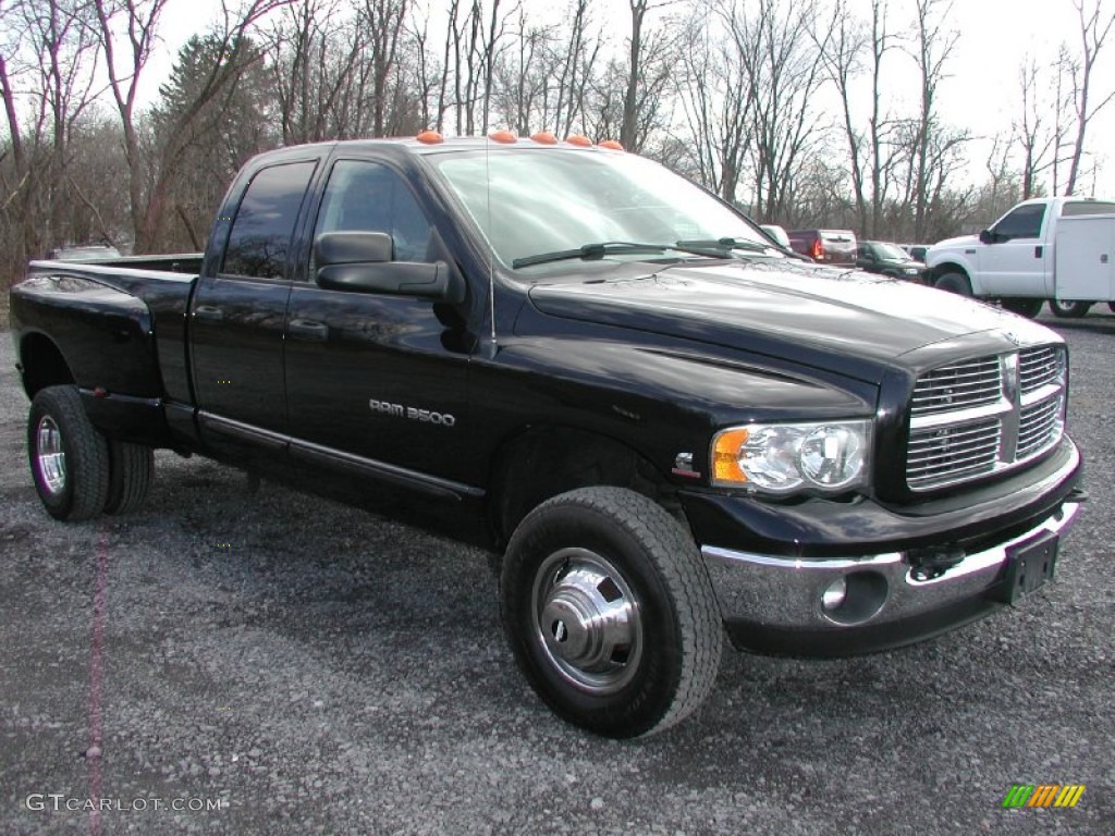 Black 2003 Dodge Ram 3500 Laramie Quad Cab 4x4 Dually Exterior Photo #62256688
