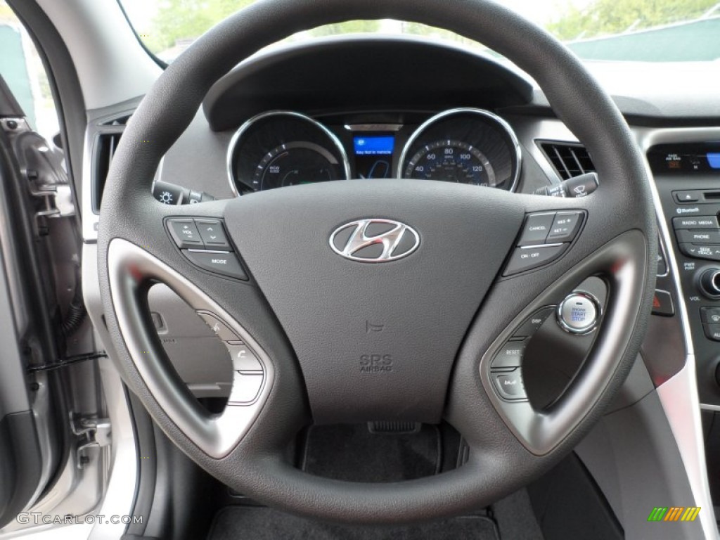 2012 Hyundai Sonata Hybrid Gray Steering Wheel Photo #62256967