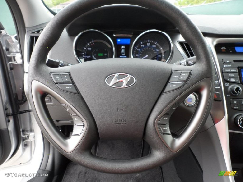 2012 Hyundai Sonata Hybrid Gray Steering Wheel Photo #62257291