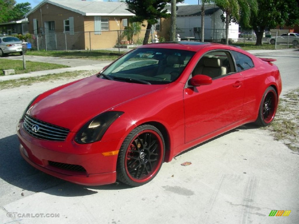 2005 G 35 Coupe - Laser Red / Wheat photo #1