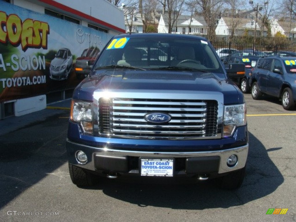 2010 F150 XLT SuperCab 4x4 - Dark Blue Pearl Metallic / Medium Stone photo #2