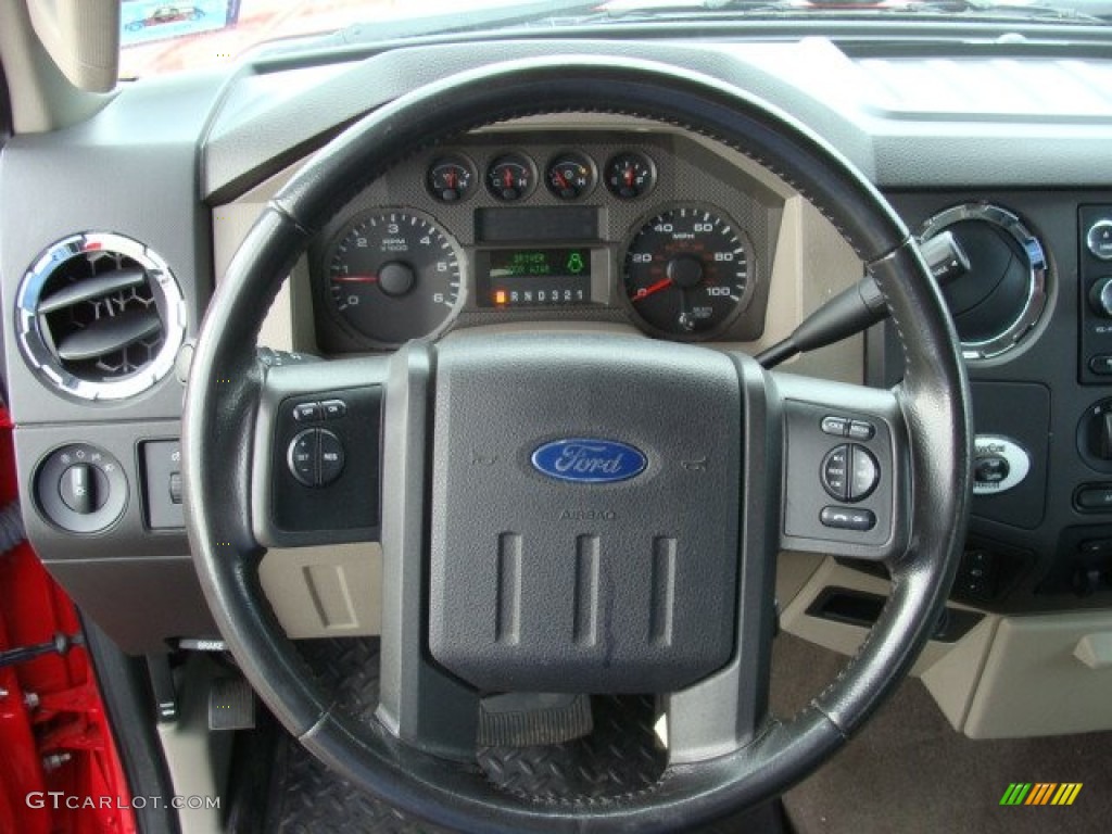 2009 Ford F450 Super Duty XL Regular Cab Tow Truck Medium Stone Steering Wheel Photo #62264044