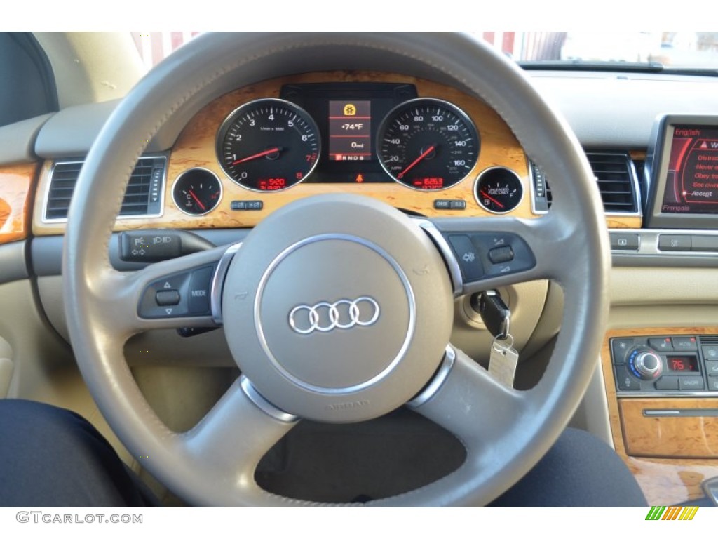 2005 Audi A8 L 4.2 quattro Beige Steering Wheel Photo #62264203
