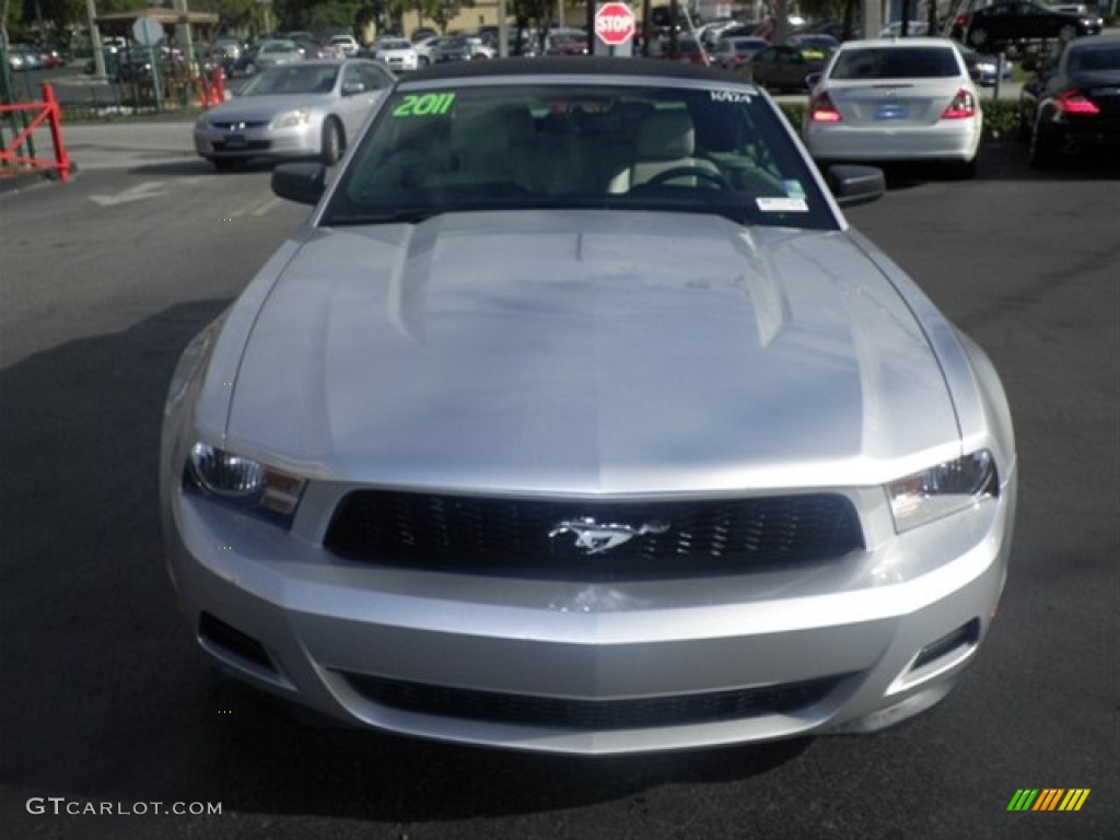 2011 Mustang V6 Premium Convertible - Ingot Silver Metallic / Stone photo #3
