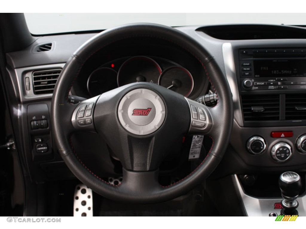 2010 Subaru Impreza WRX STi Black Alcantara/Carbon Black Leather Steering Wheel Photo #62267293