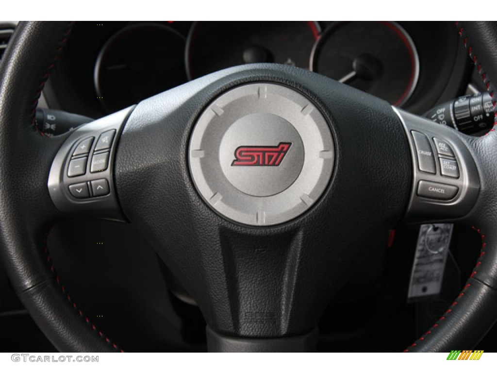 2010 Subaru Impreza WRX STi Black Alcantara/Carbon Black Leather Steering Wheel Photo #62267302