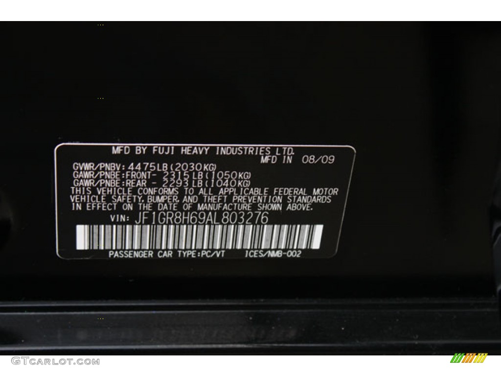 2010 Subaru Impreza WRX STi Info Tag Photos