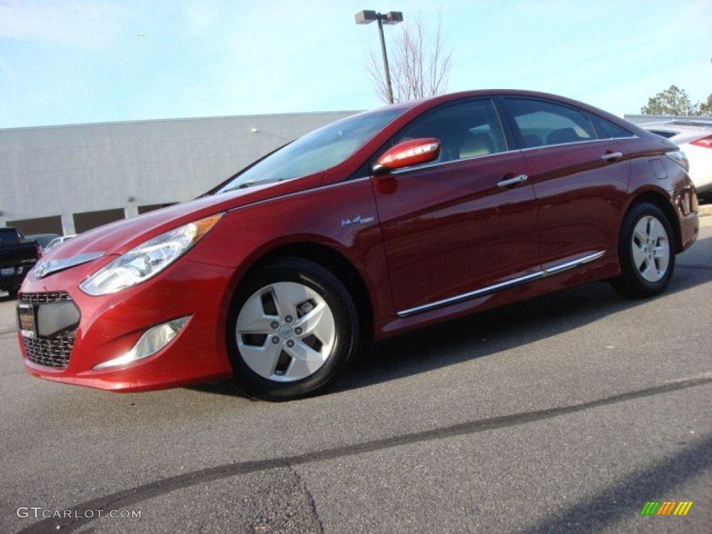 2011 Sonata Hybrid - Venetian Red / Camel photo #2