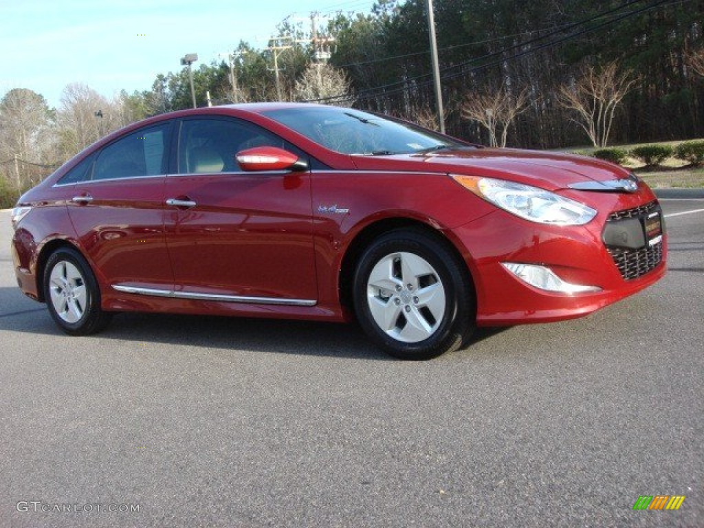 2011 Sonata Hybrid - Venetian Red / Camel photo #7