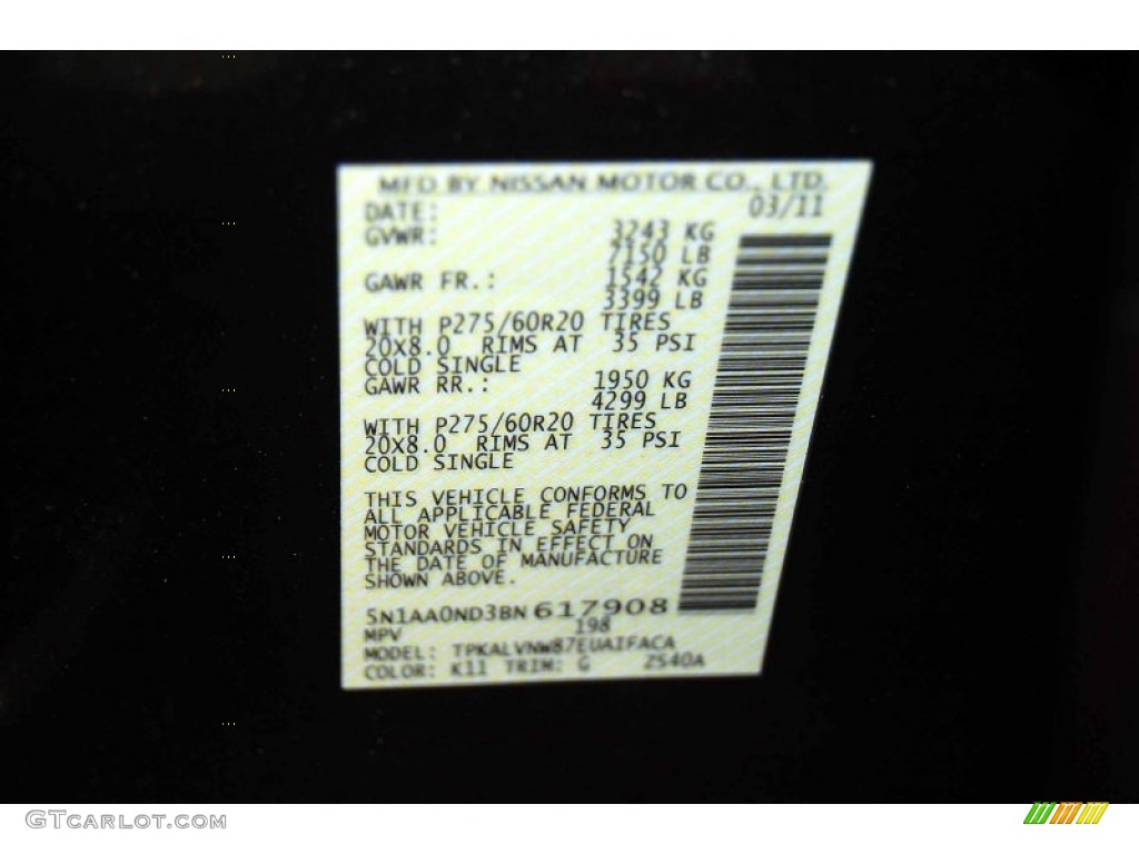 2011 Armada Color Code K11 for Smoke Gray Photo #62269933