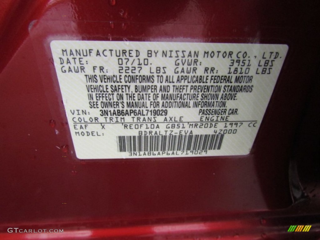 2010 Sentra Color Code EAF for Anodized Orange Metallic Photo #62271445