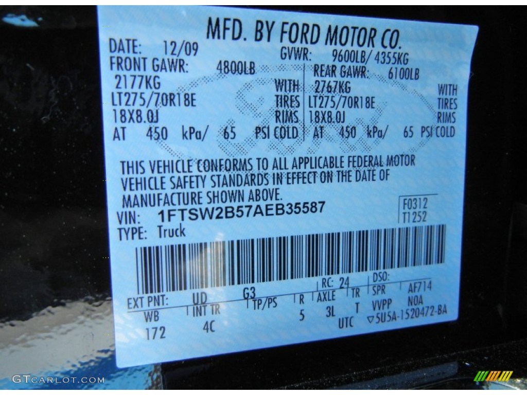 2010 F250 Super Duty Color Code UD for Black Photo #62272960