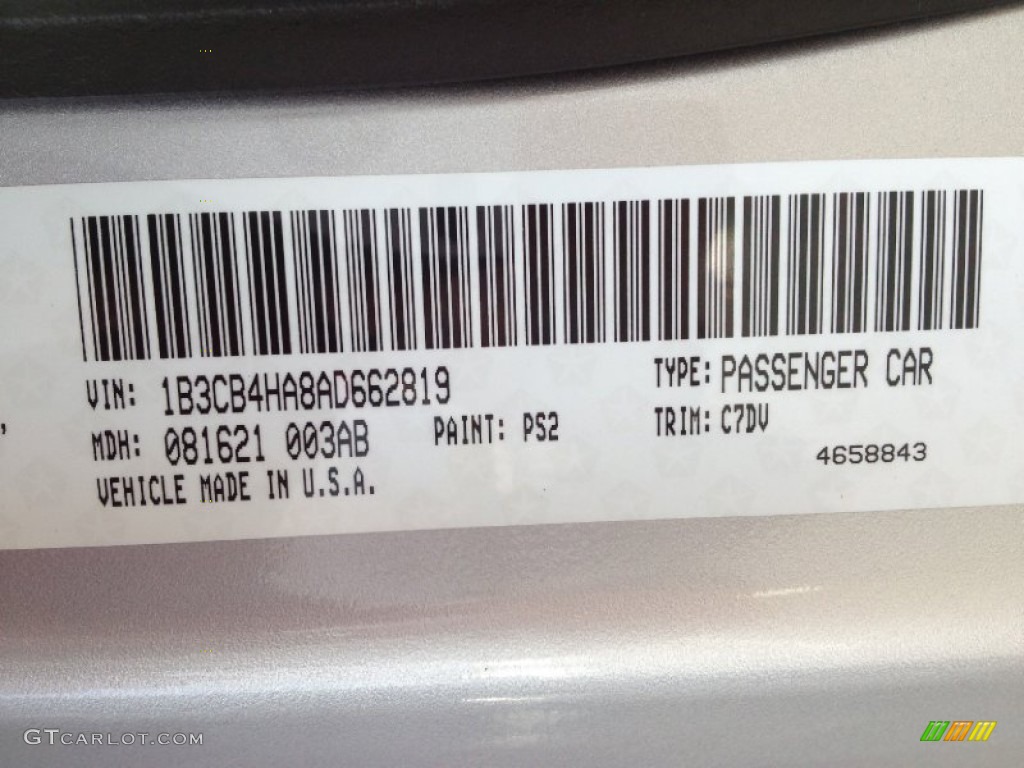 2010 Caliber Color Code PS2 for Bright Silver Metallic Photo #62274676