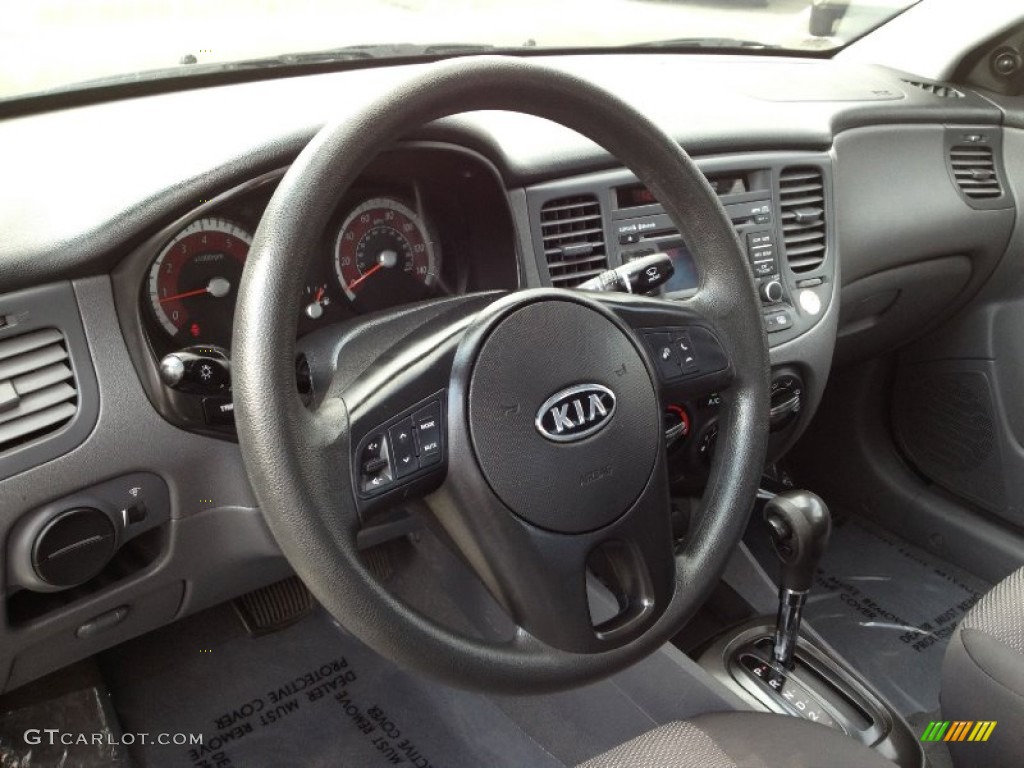 2010 Kia Rio LX Sedan Gray Steering Wheel Photo #62275114