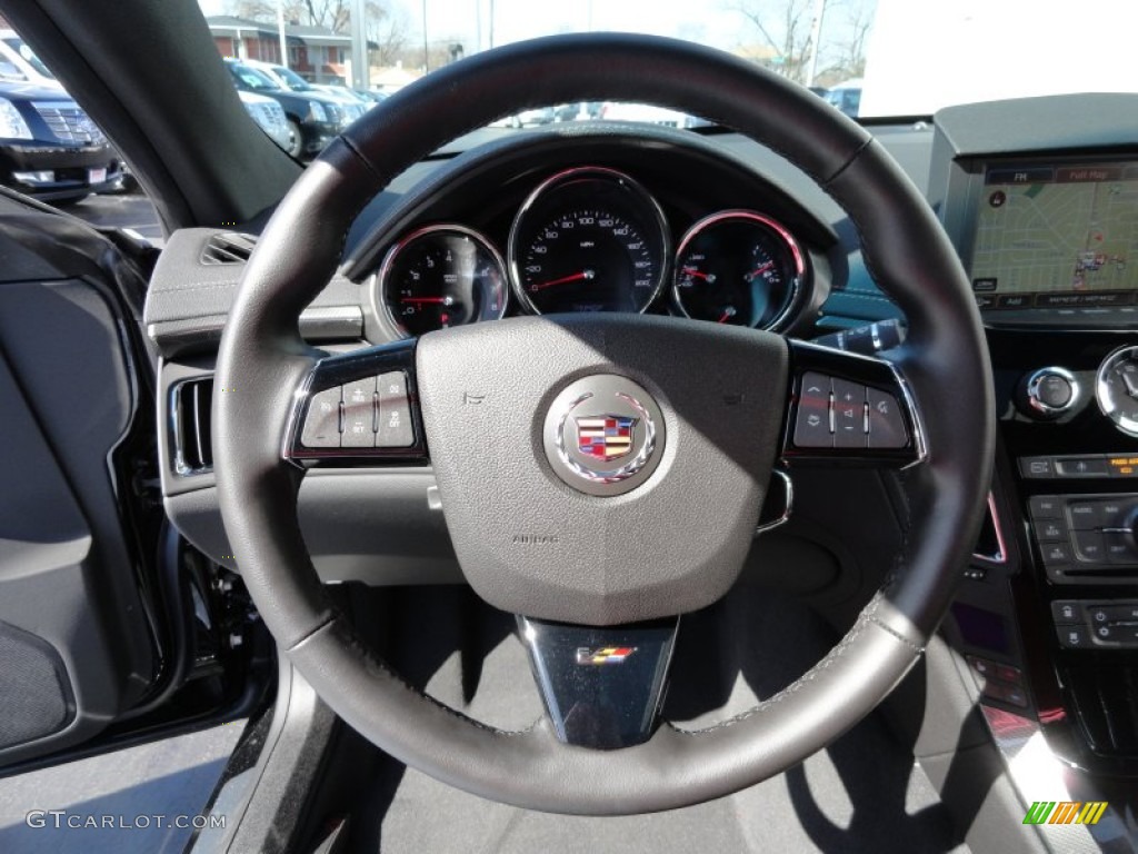 2012 Cadillac CTS -V Coupe Ebony/Ebony Steering Wheel Photo #62276941