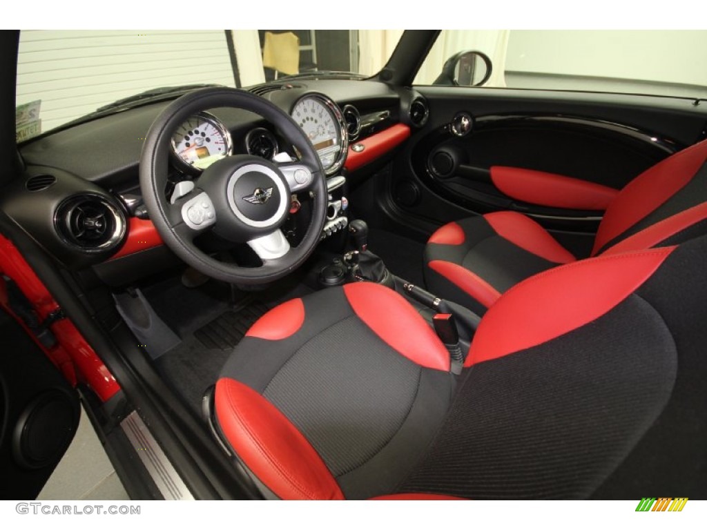 Black/Rooster Red Interior 2009 Mini Cooper Hardtop Photo #62279176