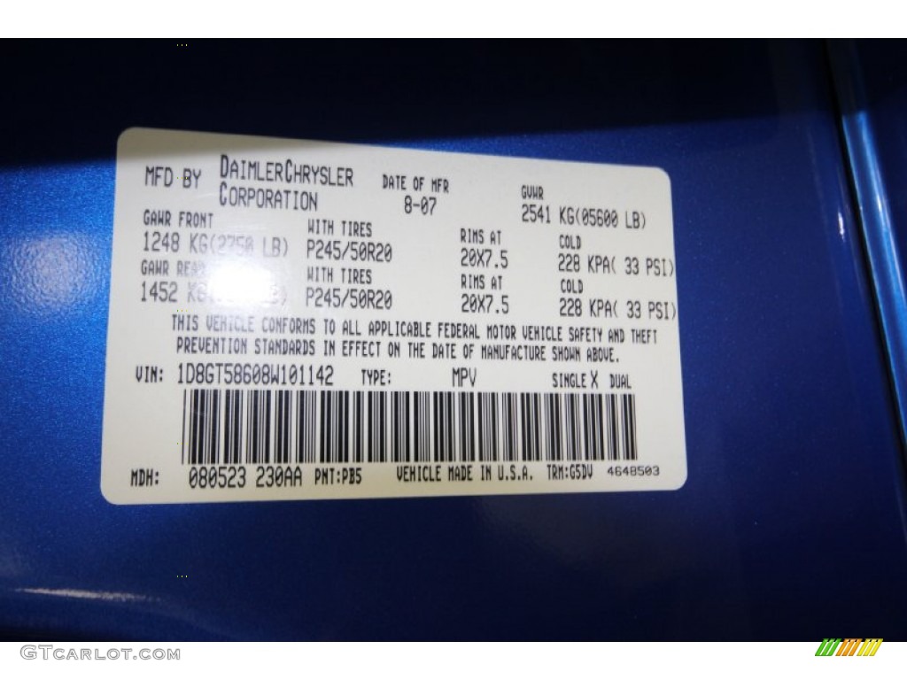 2008 Dodge Nitro R/T Color Code Photos