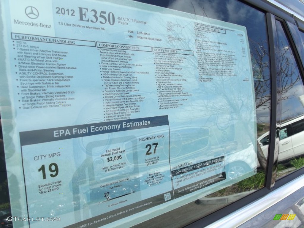 2012 Mercedes-Benz E 350 4Matic Wagon Window Sticker Photos