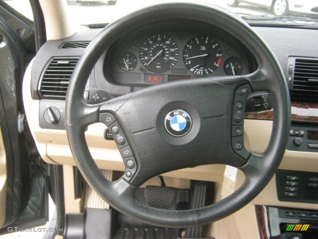 2005 BMW X5 3.0i Sand Beige Steering Wheel Photo #62291747