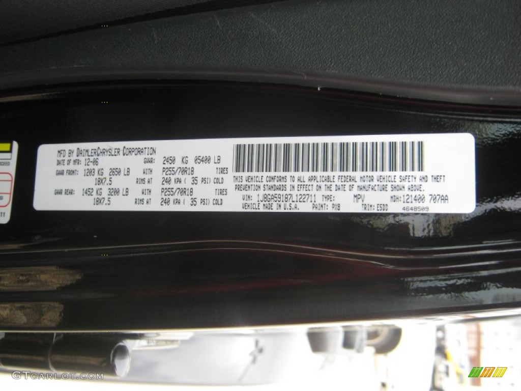 2007 Wrangler Unlimited Color Code PX8 for Black Photo #62293421
